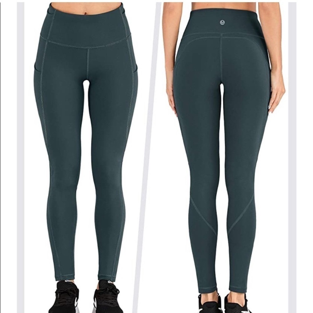 IUGA Yoga Butt Lift Leggings Green High Waist Pockets XSMALL
